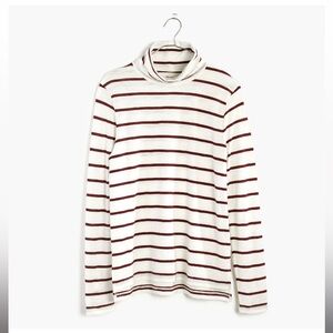 MOVING SALE | Women’s Madewell Whisper Cotton Turtleneck, Wellton Stripe Size XL